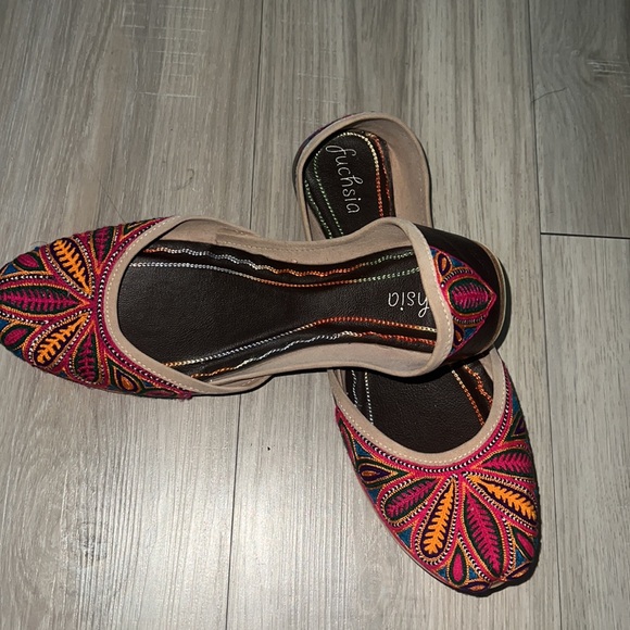 Fuchsia hand made ballerina flats - Picture 4 of 4